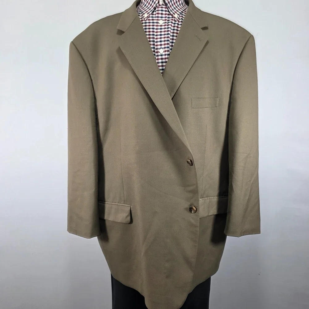 Joseph Abboud‎ Men's Sport Coat Blazer Two Button Brown Solid Wool Size 60R